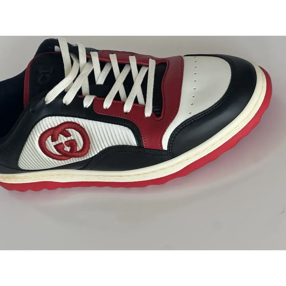 Gucci Dali Soft White/Black/Red Leather Sneakers 12.5 US (Gucci 12) 762611 NIB